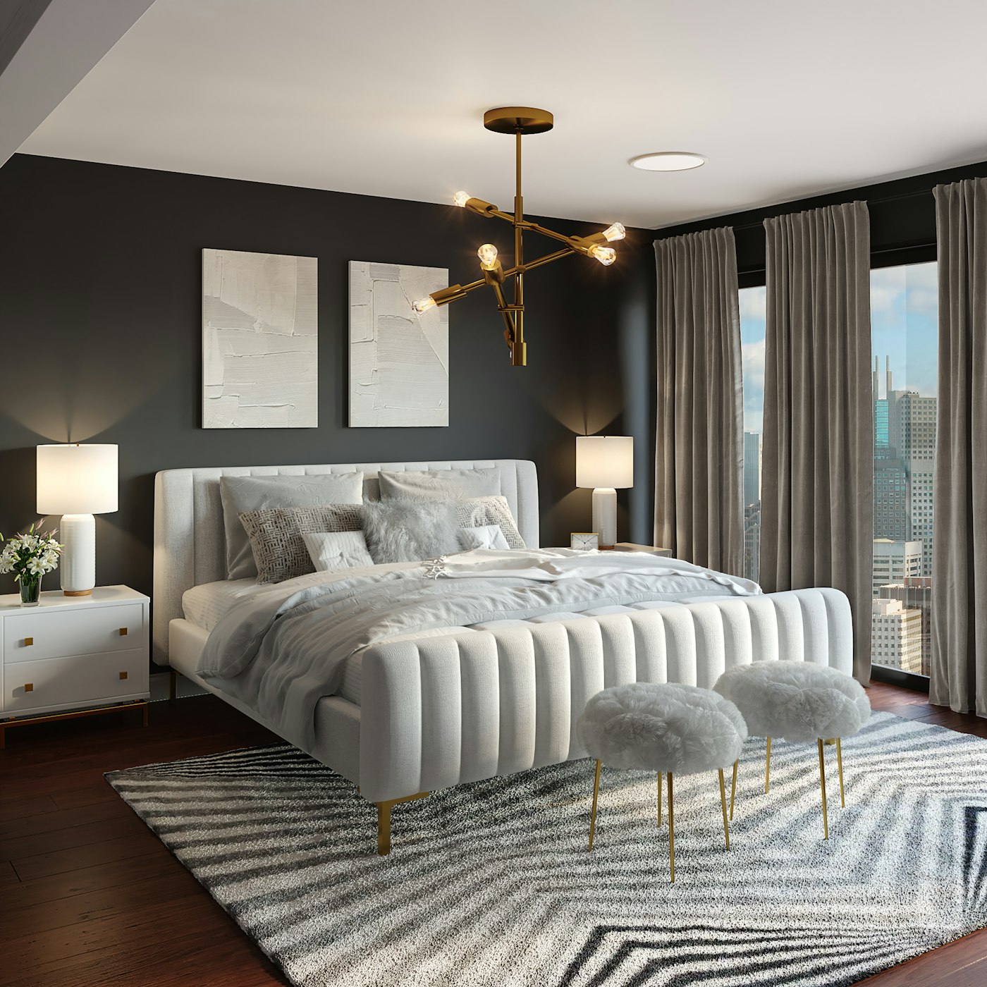 Calm, modern private bedroom
