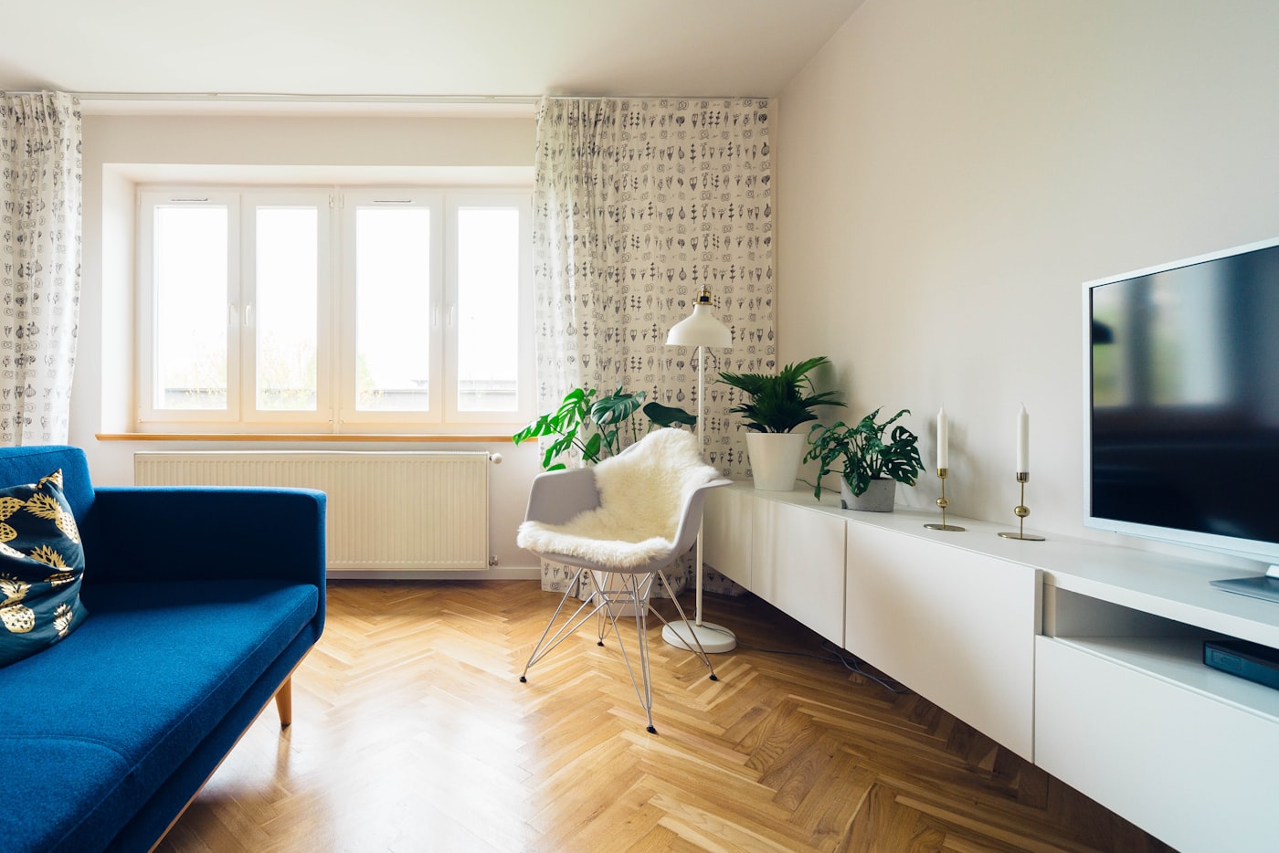 Bright living room with comfortable seating and natural light